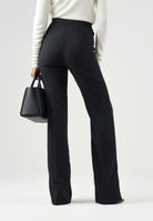 ELISABETTA FRANCHI Pantalone IN DOPPIO CRÊPE STRETCH nero da donna con morsetto logo PA19666E2 110 ELISABETTA FRANCHI 