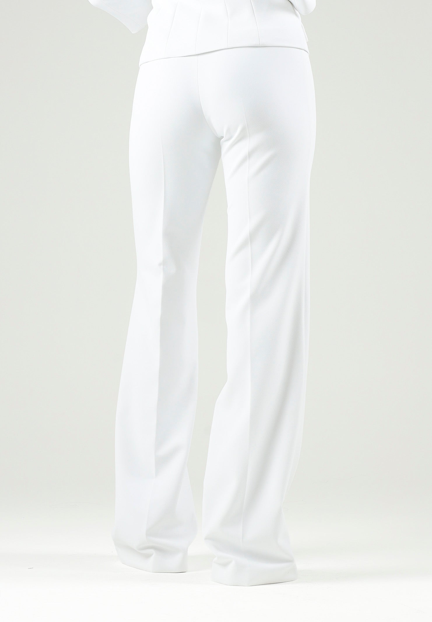 ELISABETTA FRANCHI Pantalone IN DOPPIO CRÊPE STRETCH avorio da donna con morsetto logo PA19666E2 360 ELISABETTA FRANCHI 