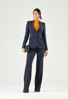 ELISABETTA FRANCHI Pantalone IN DOPPIO CRÊPE STRETCH blu notte da donna con morsetto logo PA19666E2 H88 ELISABETTA FRANCHI 
