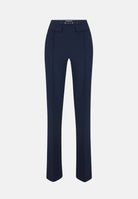 ELISABETTA FRANCHI Pantalone IN DOPPIO CRÊPE STRETCH blu notte da donna con morsetto logo PA19666E2 H88 ELISABETTA FRANCHI 