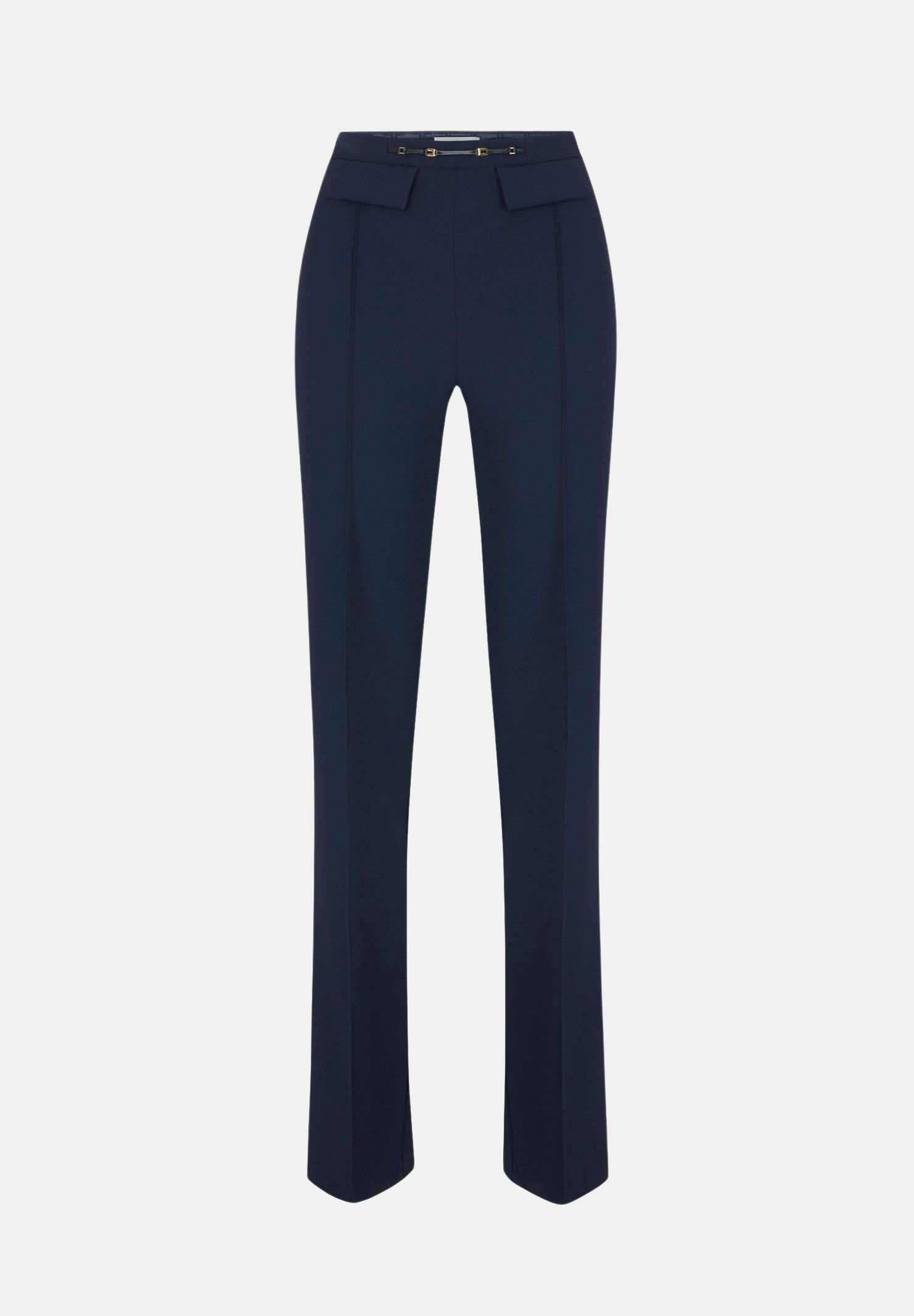 ELISABETTA FRANCHI Pantalone IN DOPPIO CRÊPE STRETCH blu notte da donna con morsetto logo PA19666E2 H88 ELISABETTA FRANCHI 