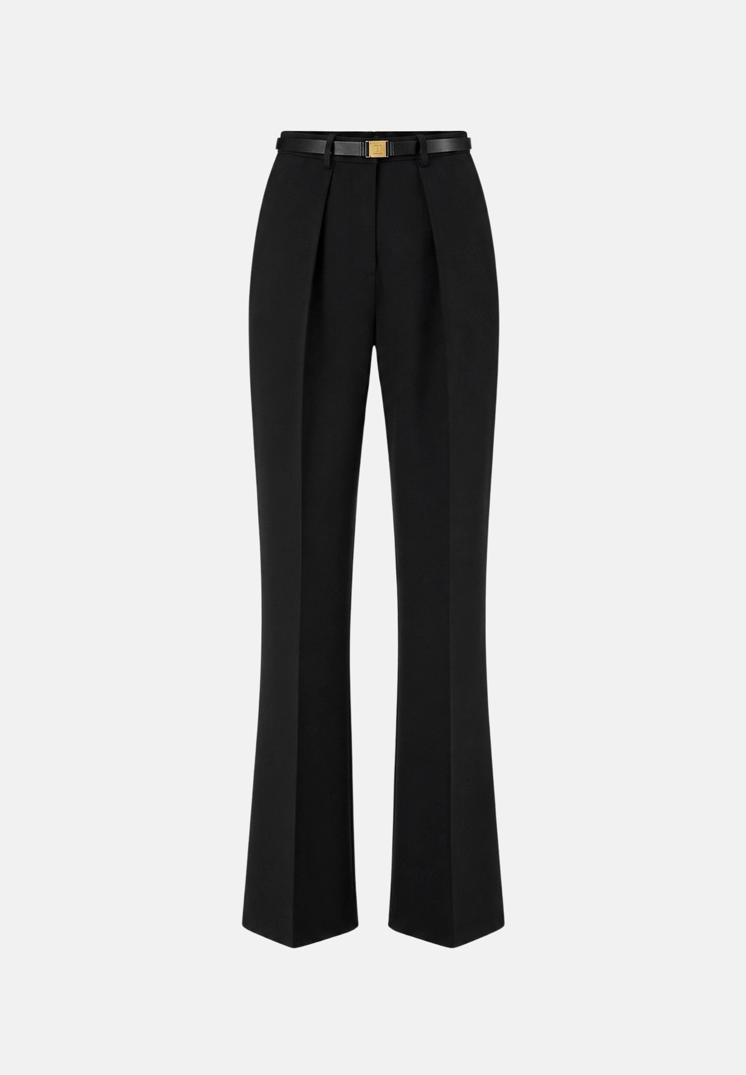 ELISABETTA FRANCHI Pantaloni IN CRÊPE nero da donna con cintura coordinata e dettaglio logo PA20766E2 110 ELISABETTA FRANCHI 