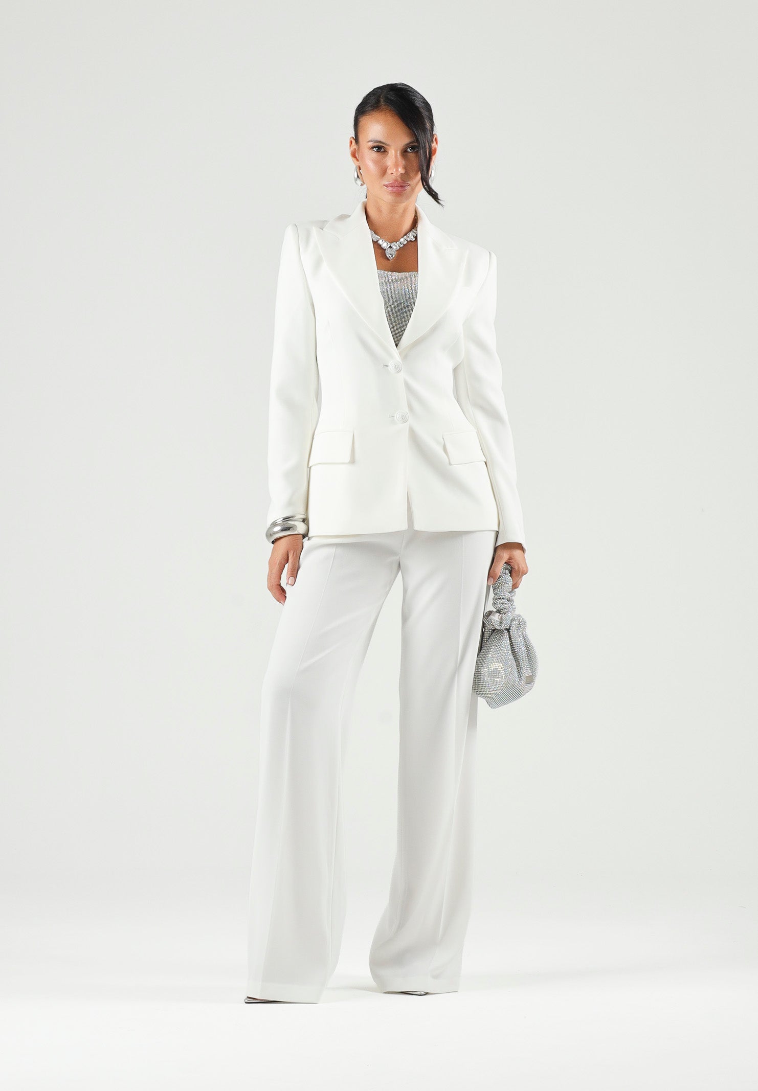 ELISABETTA FRANCHI Pantaloni IN CRÊPE burro da donna con cintura coordinata e dettaglio logo PA20766E2 360 ELISABETTA FRANCHI 