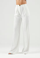 ELISABETTA FRANCHI Pantaloni IN CRÊPE burro da donna con cintura coordinata e dettaglio logo PA20766E2 360 ELISABETTA FRANCHI 