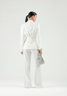 ELISABETTA FRANCHI Pantaloni IN CRÊPE burro da donna con cintura coordinata e dettaglio logo PA20766E2 360 ELISABETTA FRANCHI 