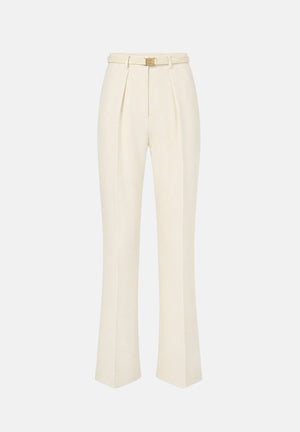 ELISABETTA FRANCHI Pantaloni IN CRÊPE burro da donna con cintura coordinata e dettaglio logo PA20766E2 360 ELISABETTA FRANCHI 