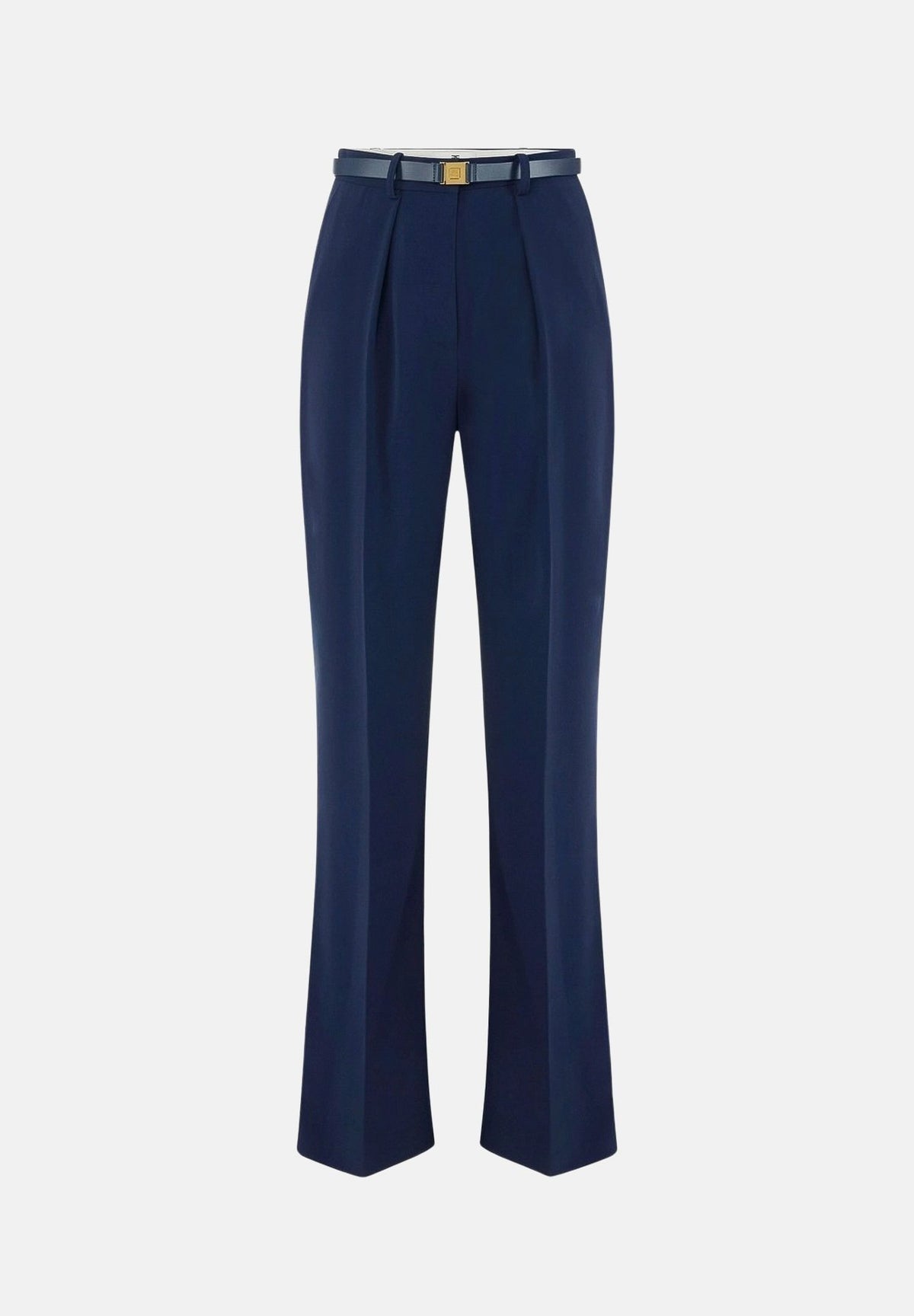 ELISABETTA FRANCHI Pantaloni IN CRÊPE blu notte da donna con cintura coordinata e dettaglio logo PA20766E2 H88 ELISABETTA FRANCHI 