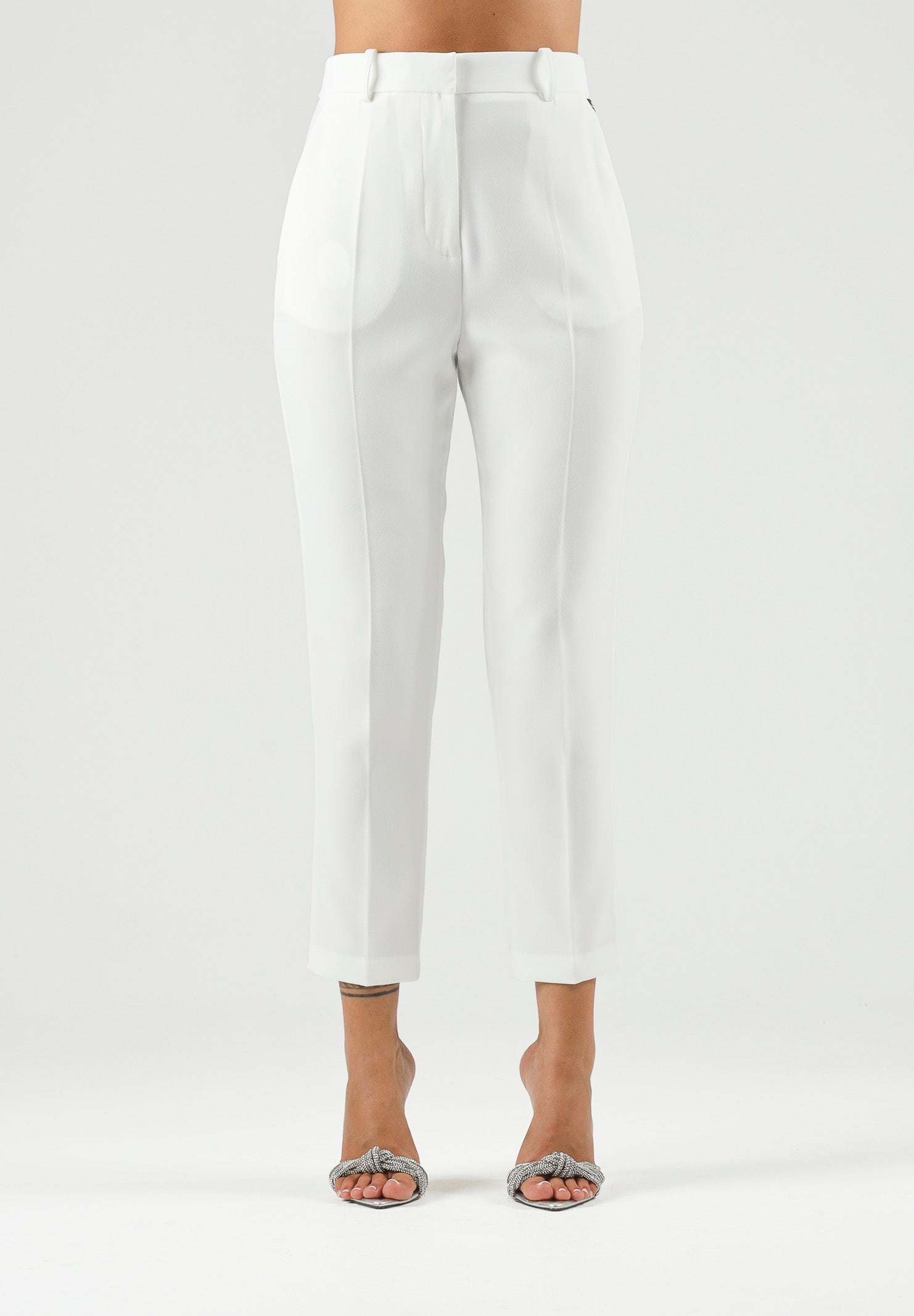 ELISABETTA FRANCHI Pantaloni in crêpe leggero avorio da donna PA20966E2 360 ELISABETTA FRANCHI 