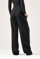 ELISABETTA FRANCHI Pantaloni in gabardina fluida neri per donna con vita alta, costruzione bustier PA22267E2 110 ELISABETTA FRANCHI 