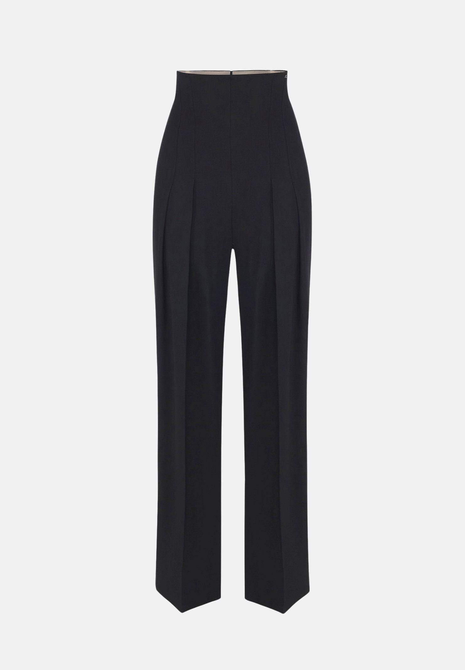 ELISABETTA FRANCHI Pantaloni in gabardina fluida neri per donna con vita alta, costruzione bustier PA22267E2 110 ELISABETTA FRANCHI 