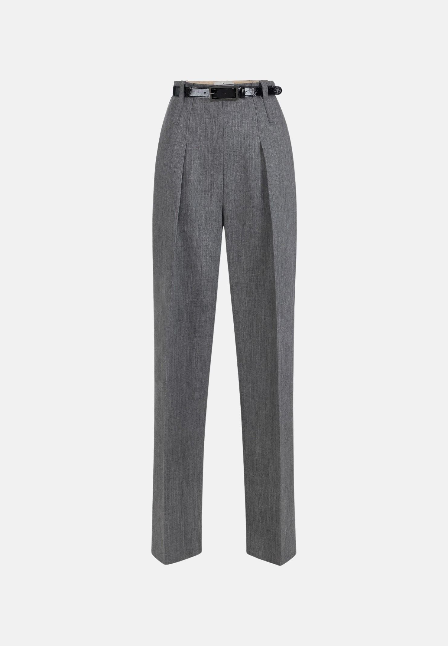 N21 Pantaloni eleganti grigi da donna con tasche laterali e taglio dritto sartoriale. PA22367E2 431 ELISABETTA FRANCHI 