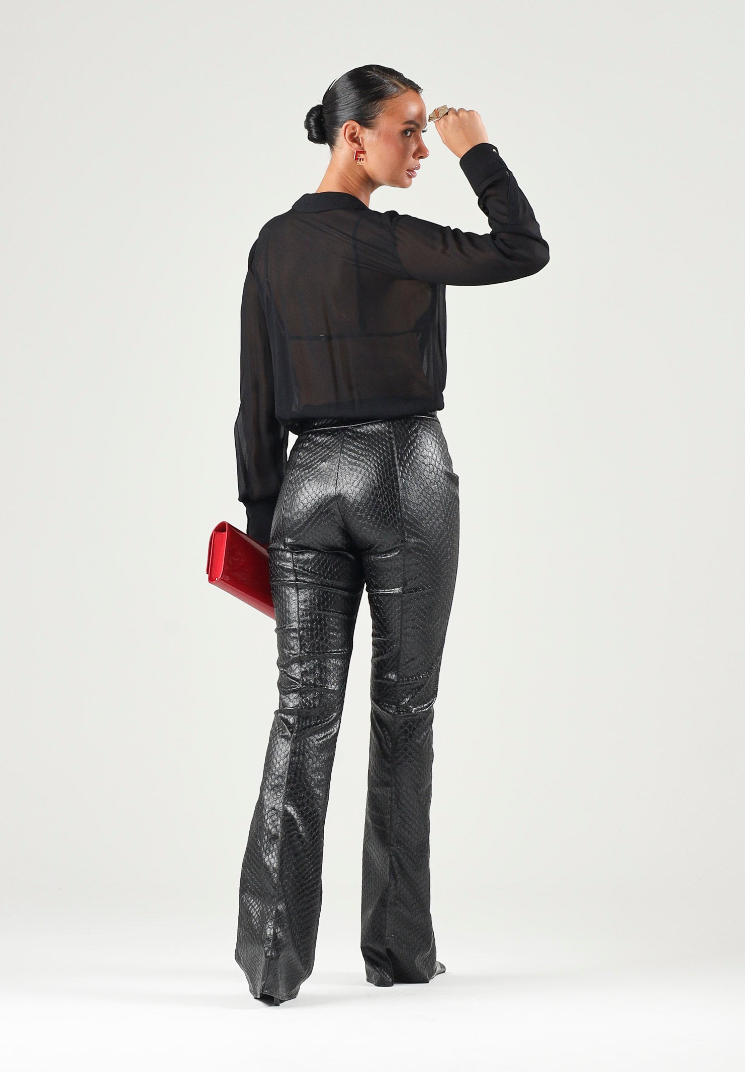 ELISABETTA FRANCHI Pantaloni con trama a squame nero da donna <BR/> PA22567E2 110 ELISABETTA FRANCHI 