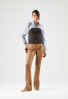 ELISABETTA FRANCHI PANTALONI CON TRAMA A SQUAME Daino, color cammello, donna. PA22567E2 AI6 ELISABETTA FRANCHI 