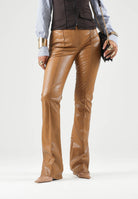 ELISABETTA FRANCHI PANTALONI CON TRAMA A SQUAME Daino, color cammello, donna. PA22567E2 AI6 ELISABETTA FRANCHI 