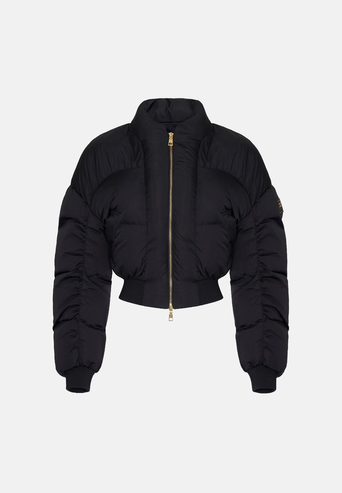 ELISABETTA FRANCHI Piumino corto nero da donna con chiusura full zip dorata. PI96D66E2 110 ELISABETTA FRANCHI 