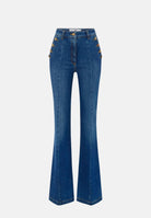 ELISABETTA FRANCHI Jeans a palazzo navy-vintage-blu,  da donna con bottoniera laterale <BR/> PJ12D66E2 139 ELISABETTA FRANCHI 