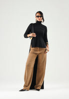 ELISABETTA FRANCHI Pantalone PALAZZO A VITA ALTA Daino, marrone cammello da donna PJ16D66E2 AI6 ELISABETTA FRANCHI 