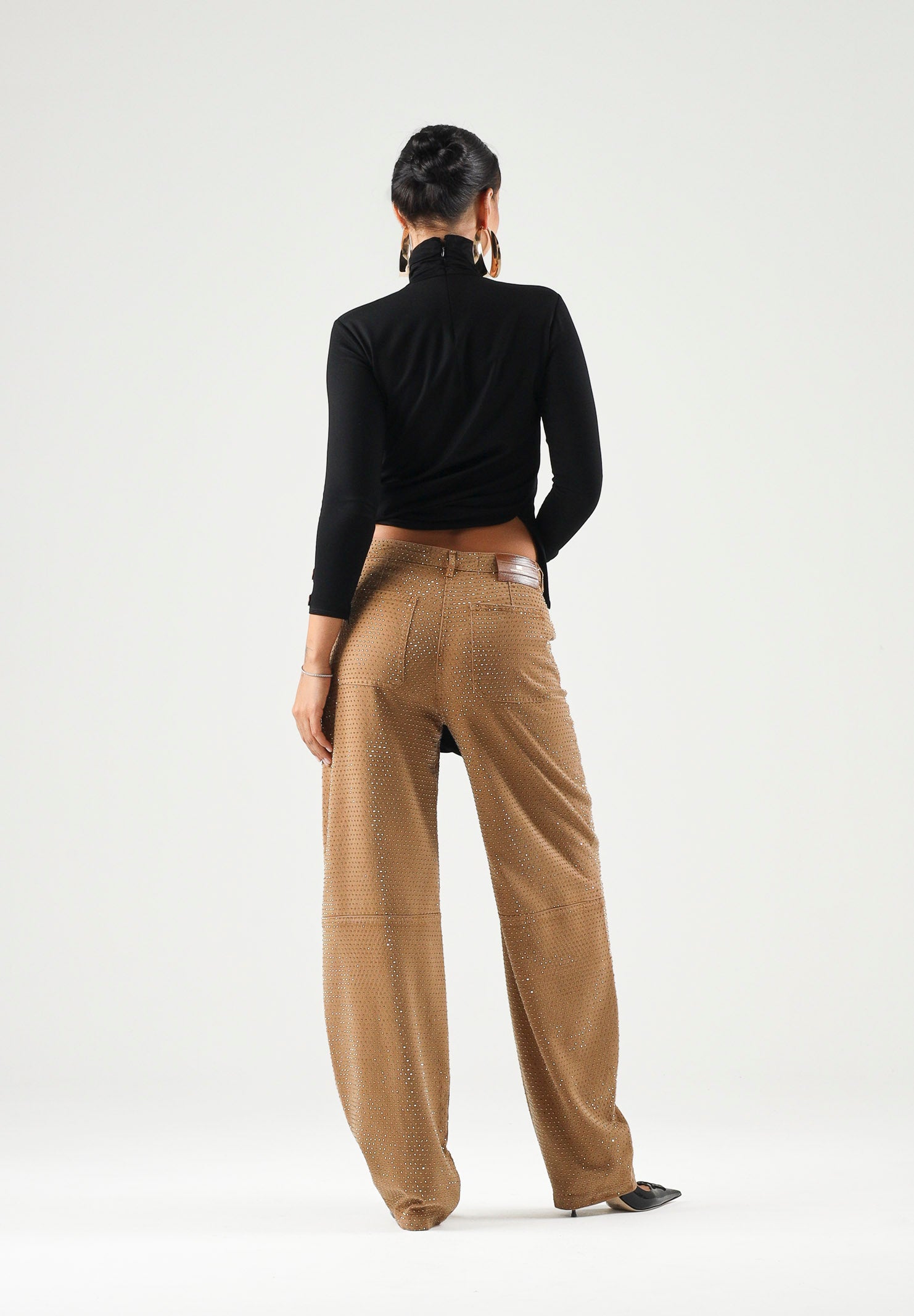 ELISABETTA FRANCHI Pantalone PALAZZO A VITA ALTA Daino, marrone cammello da donna PJ16D66E2 AI6 ELISABETTA FRANCHI 
