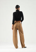 ELISABETTA FRANCHI Pantalone PALAZZO A VITA ALTA Daino, marrone cammello da donna PJ16D66E2 AI6 ELISABETTA FRANCHI 