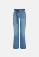 ELISABETTA FRANCHI Jeans a palazzo in denim blu da donna con effetto vintage e gamba ampia. PJ20N66E2 139 ELISABETTA FRANCHI 
