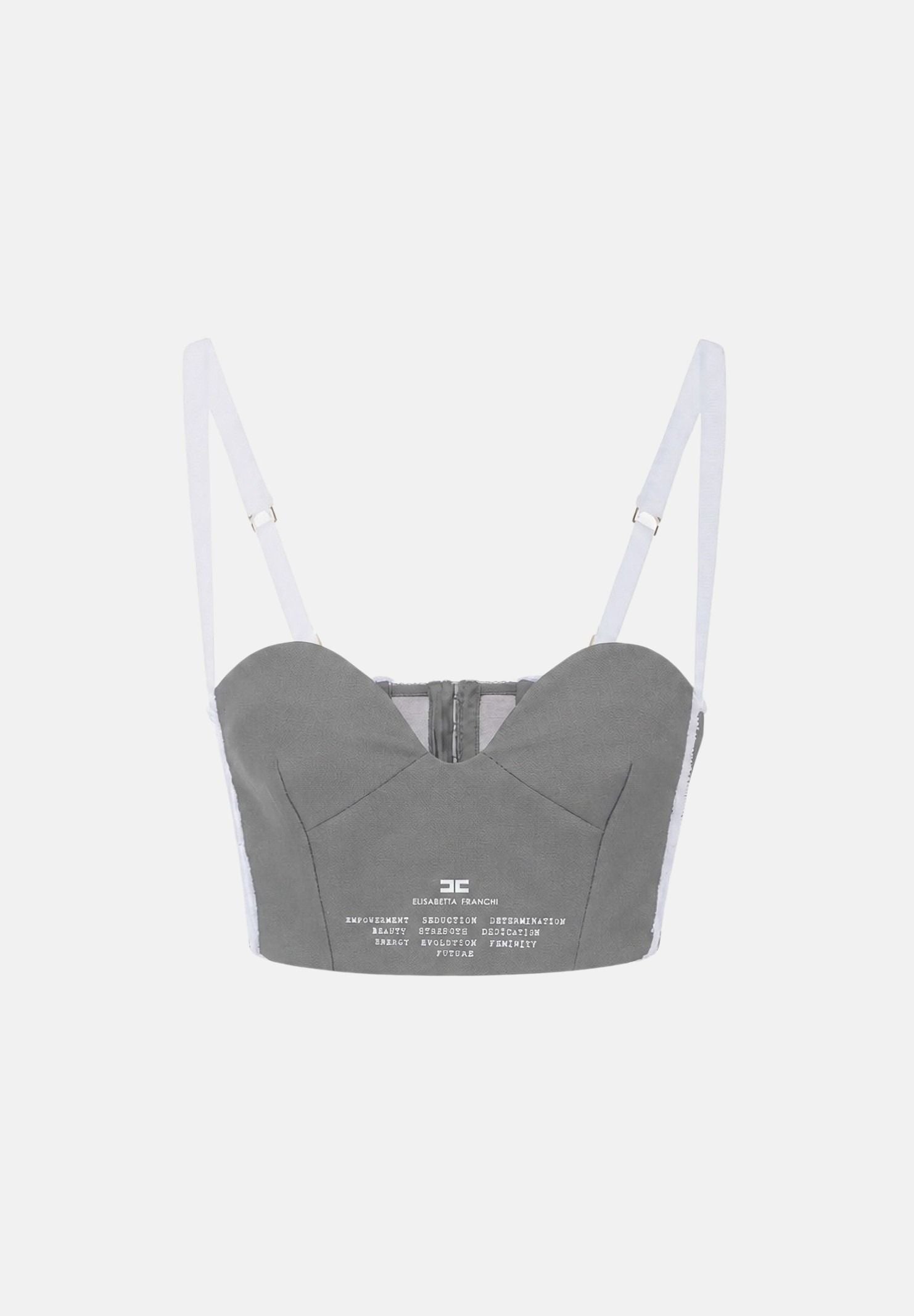 ELISABETTA FRANCHI Corpetto grigio da donna con spalline regolabili e dettagli stampati sul davanti RG00967E2 431 ELISABETTA FRANCHI 