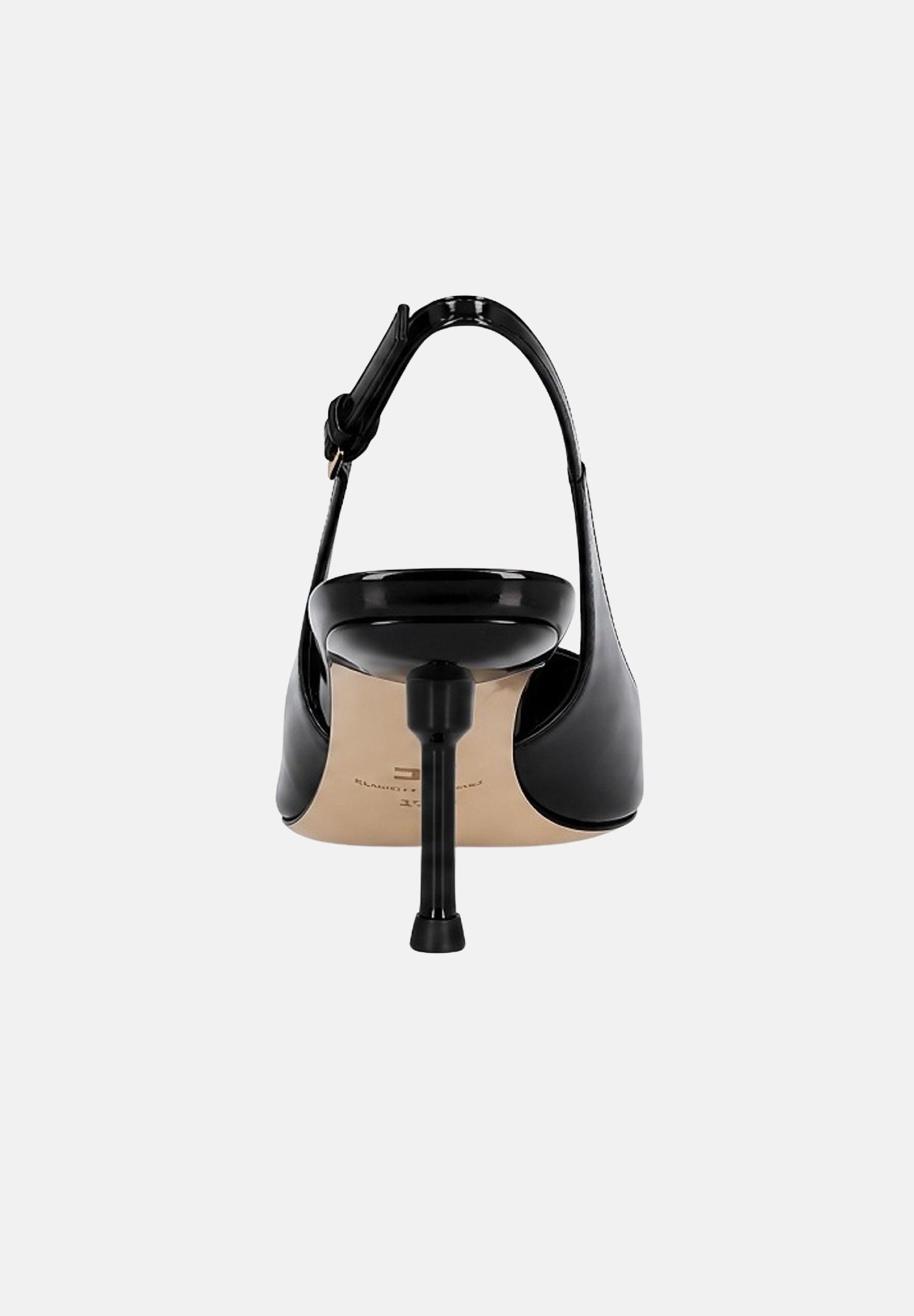 ELISABETTA FRANCHI Décolleté SLINGBACK in pelle nera da donna in tinta unita con dettaglio logo SA35L66E2 110 ELISABETTA FRANCHI 