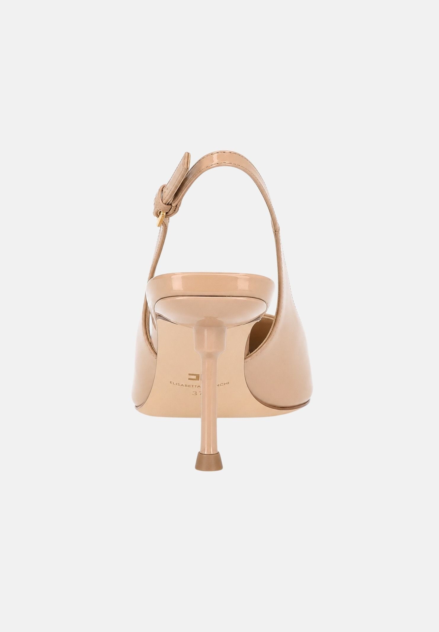 ELISABETTA FRANCHI Décolleté SLINGBACK  in pelle nude-beige da donna con logo, tinta unita e finitura lucida SA35L66E2 FK4 ELISABETTA FRANCHI 