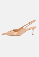 ELISABETTA FRANCHI Décolleté SLINGBACK  in pelle nude-beige da donna con logo, tinta unita e finitura lucida SA35L66E2 FK4 ELISABETTA FRANCHI 