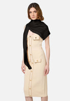 ELISABETTA FRANCHI Sciarpa nera da donna con lettering jacquard SC02F46E2 110 ELISABETTA FRANCHI 