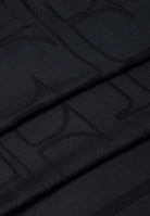 ELISABETTA FRANCHI Foulard in viscosa nero da donna con motivo logo all-over tono su tono e bordi sfrangiati. SC02F66E2 110 ELISABETTA FRANCHI 