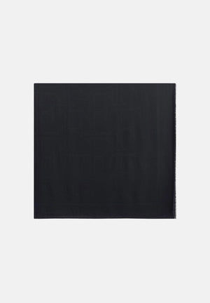 ELISABETTA FRANCHI Foulard in viscosa nero da donna con motivo logo all-over tono su tono e bordi sfrangiati. SC02F66E2 110 ELISABETTA FRANCHI 