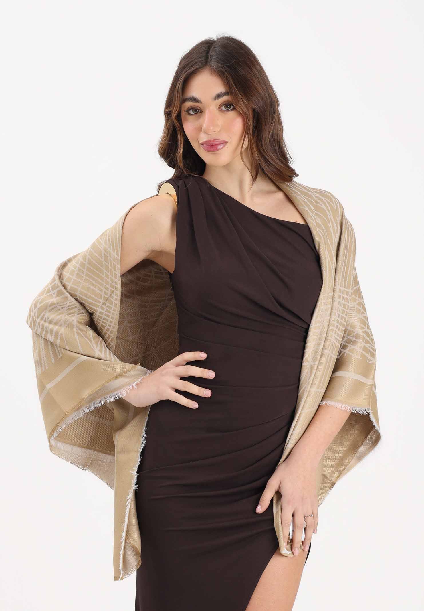ELISABETTA FRANCHI Pashmina beige da donna con lurex SC13F62E2 470 ELISABETTA FRANCHI 