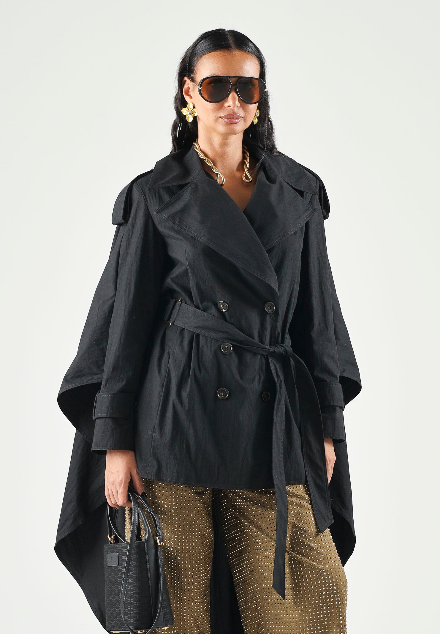 ELISABETTA FRANCHI Trench lungo Nero Donna. SP01068E2 110 ELISABETTA FRANCHI 