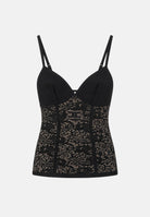 ELISABETTA FRANCHI Top NERO-PELLE da donna con design stampato e dettagli a contrasto. TK11Q66E2 FR9 ELISABETTA FRANCHI 