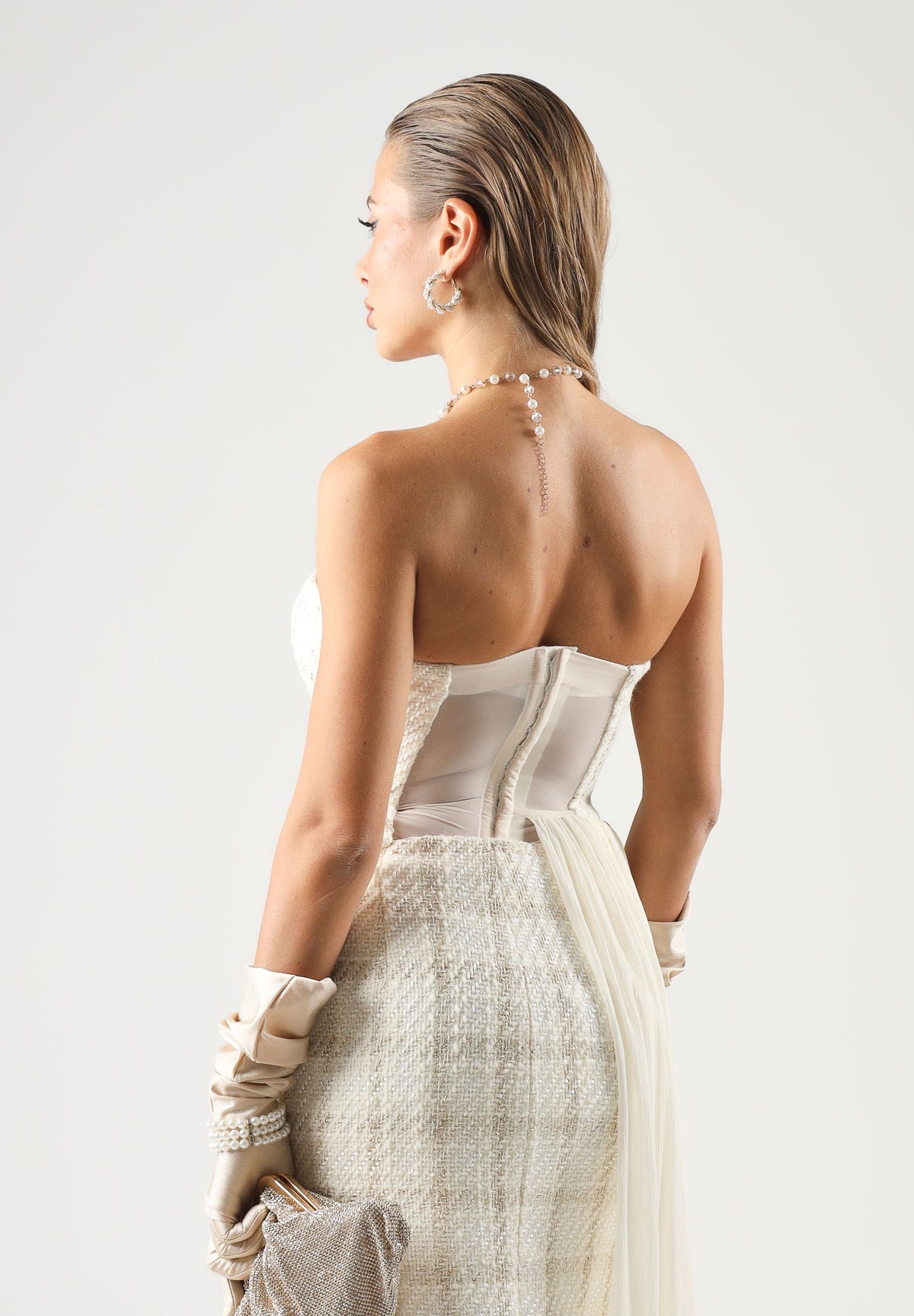 ELISABETTA FRANCHI Top con bustier asimmetrico  burro-crema da donna TO08067E2 193 ELISABETTA FRANCHI 