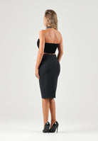 ELISABETTA FRANCHI Corpetto drappeggiato nero per donna con arricciature frontali e laccio al collo. TO09667E2 110 ELISABETTA FRANCHI 