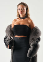 ELISABETTA FRANCHI Corpetto drappeggiato nero per donna con arricciature frontali e laccio al collo. TO09667E2 110 ELISABETTA FRANCHI 
