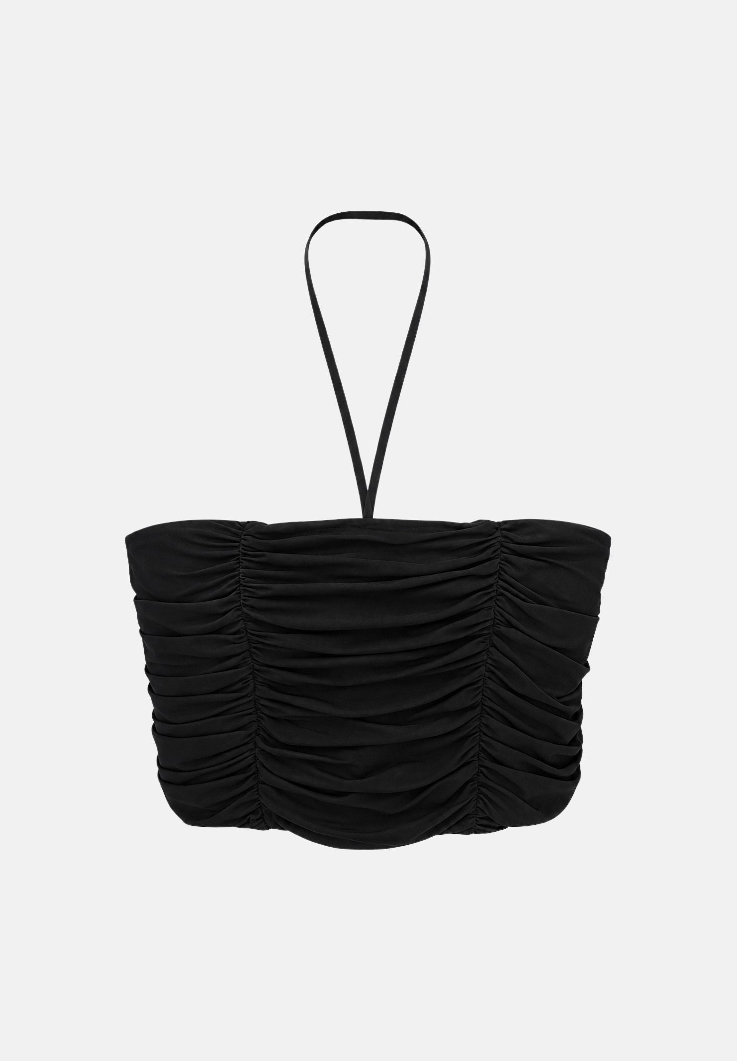 ELISABETTA FRANCHI Corpetto drappeggiato nero per donna con arricciature frontali e laccio al collo. TO09667E2 110 ELISABETTA FRANCHI 