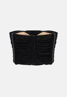 ELISABETTA FRANCHI Corpetto drappeggiato nero per donna con arricciature frontali e laccio al collo. TO09667E2 110 ELISABETTA FRANCHI 