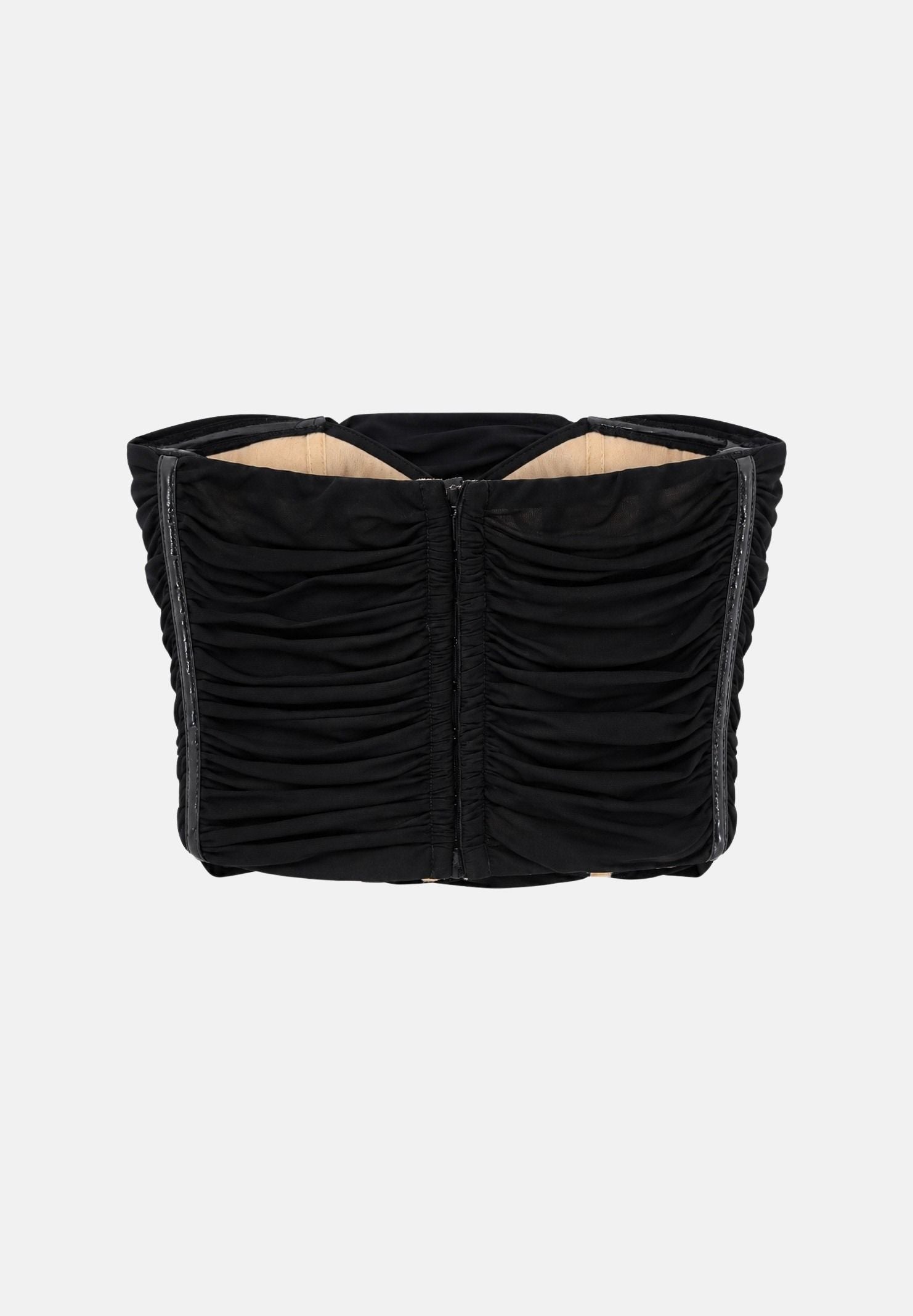 ELISABETTA FRANCHI Corpetto drappeggiato nero per donna con arricciature frontali e laccio al collo. TO09667E2 110 ELISABETTA FRANCHI 