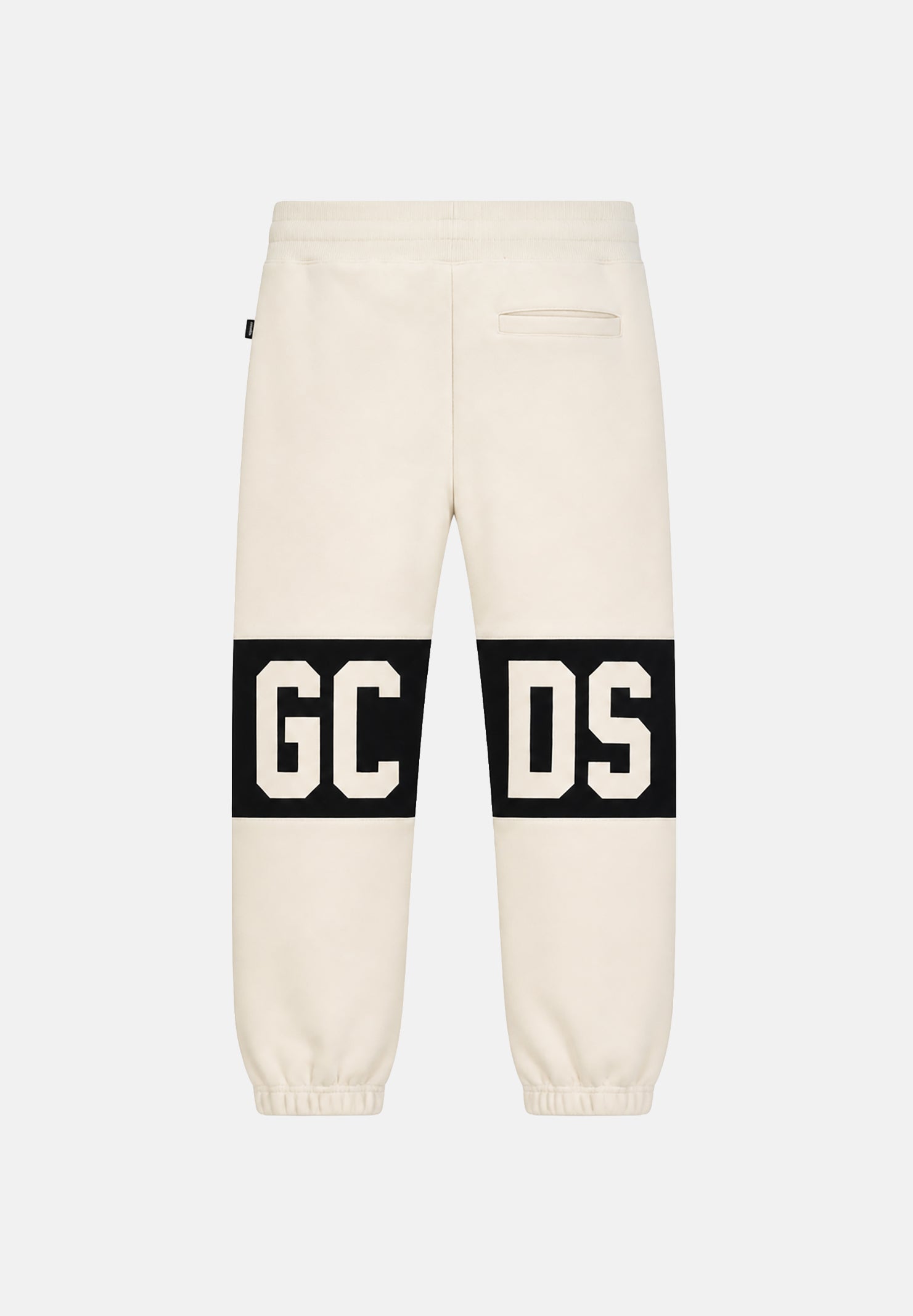 GCDS Pantalone sportivo panna per uomo e donna con banda logo a contrasto B1XM3001JD1 09 GCDS 