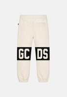GCDS Pantalone sportivo panna per uomo e donna con banda logo a contrasto B1XM3001JD1 09 GCDS 