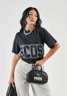 GCDS T-shirt manica corta nera per donna, ragazzi e bambini con logo frontale C2BJQC526J341 999A GCDS 