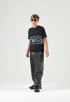GCDS T-shirt manica corta nera per donna, ragazzi e bambini con logo frontale C2BJQC526J341 999A GCDS 