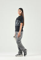 GCDS T-shirt manica corta nera per donna, ragazzi e bambini con logo frontale C2BJQC526J341 999A GCDS 