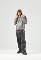 GCDS Felpa co cappuccio grigio neutro per donna, ragazzi e bambini con maxi logo GCDS a contrasto. C2BJQE528F342 953I GCDS 