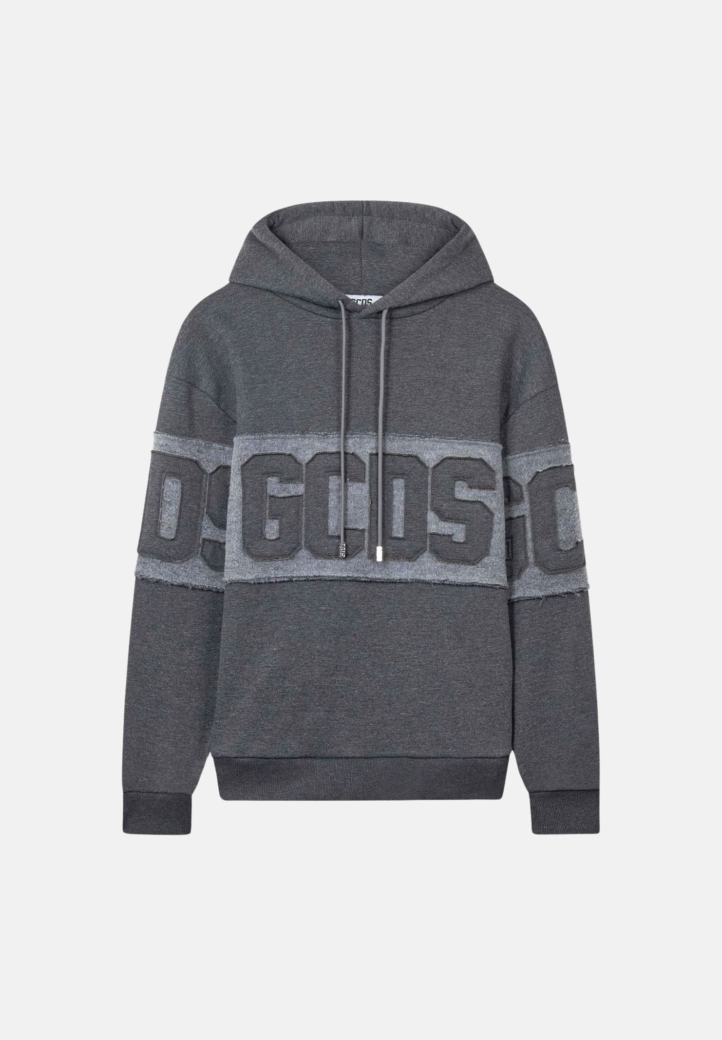 GCDS Felpa con cappuccio HOODIE WITH LOGO PATCH grigia per uomo e donna C2MWQE004F169 975I GCDS 