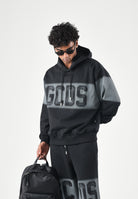 GCDS Felpa con cappuccio nera per uomo e donna con maxi logo frontale C2MWQE233F034 999I GCDS 