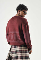 GCDS Maglione girocollo bordeaux vino intenso per uomo e donna con maxi logo C2MWQF134K155 480J GCDS 