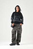 GCDS Maglione girocollo nero per uomo e donna con maxi logo C2MWQF134K155 999I GCDS 